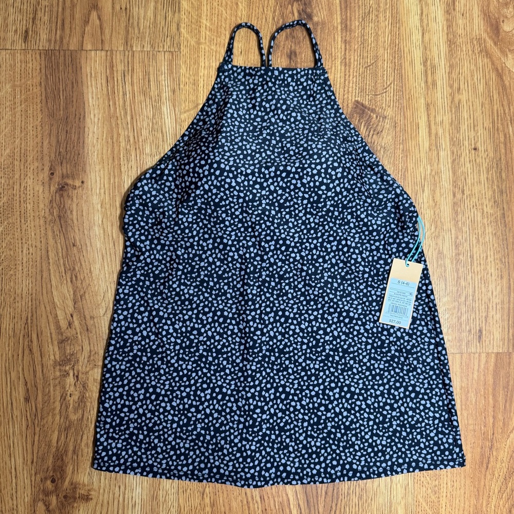 Kona Sol Womens Tankini High Neck Polka Dot Pattern Padded Swim Top Size Small S